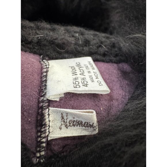 Vintage Neiman Black Fuzzy Hat 55% Wool 45% Acrylic Made In Italy Womens Winter main image 4